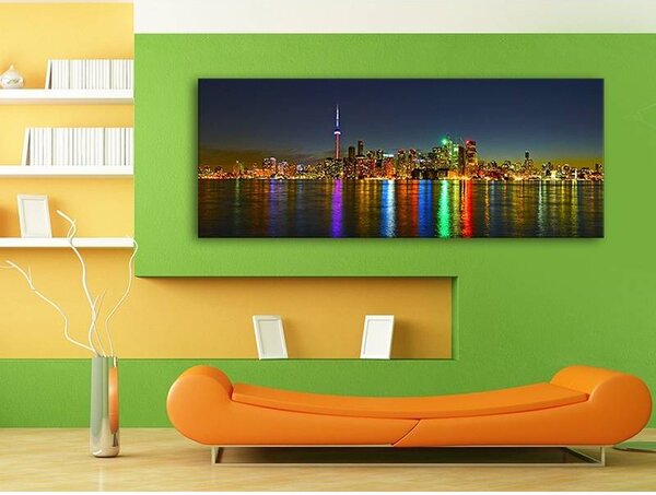 70x40 cm - Színes fények a városban vászonkép