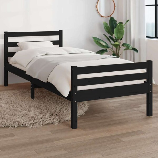 VidaXL fekete tömör fa ágykeret 100 x 200 cm