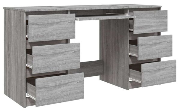 VidaXL Íróasztal Fiókokkal - Szürke Sonoma - 140x50x77 cm