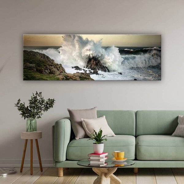 70x40 cm - Hullámok ereje a tengerparton vászonkép