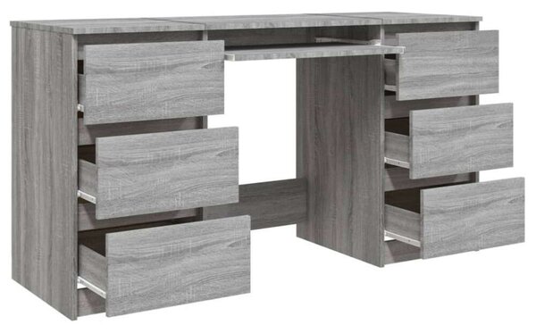 VidaXL Íróasztal Fiókokkal - Szürke Sonoma - 140x50x77 cm