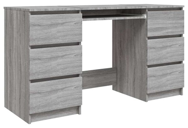 VidaXL Íróasztal Fiókokkal - Szürke Sonoma - 140x50x77 cm