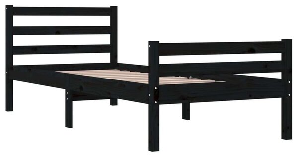 VidaXL fekete tömör fa ágykeret 100 x 200 cm