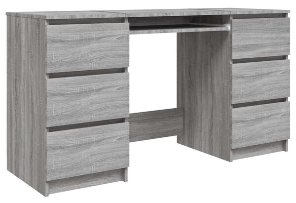 VidaXL Íróasztal Fiókokkal - Szürke Sonoma - 140x50x77 cm