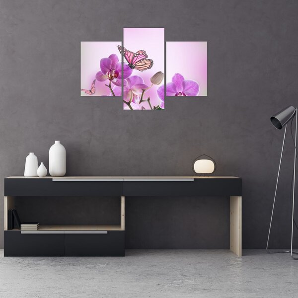 Kép - Pillangó orchidea virágon, lila (90x60 cm)