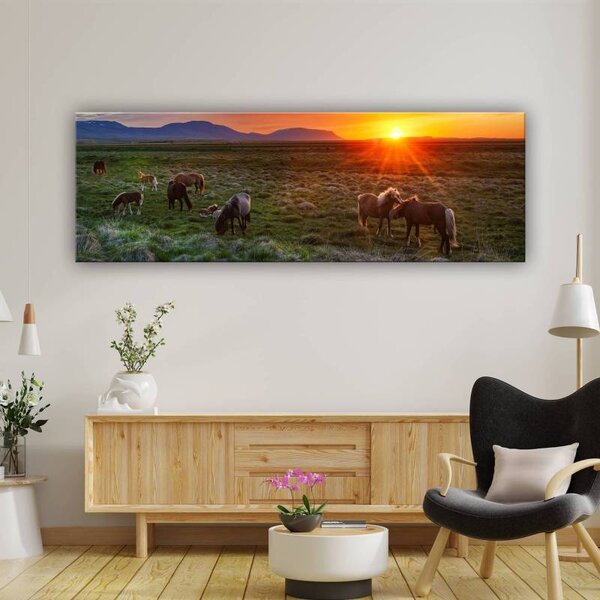 70x40 cm - Egy reggel a lovakkal vászonkép