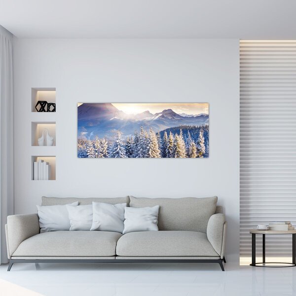 Kép - Hegyi táj télen (120x50 cm)
