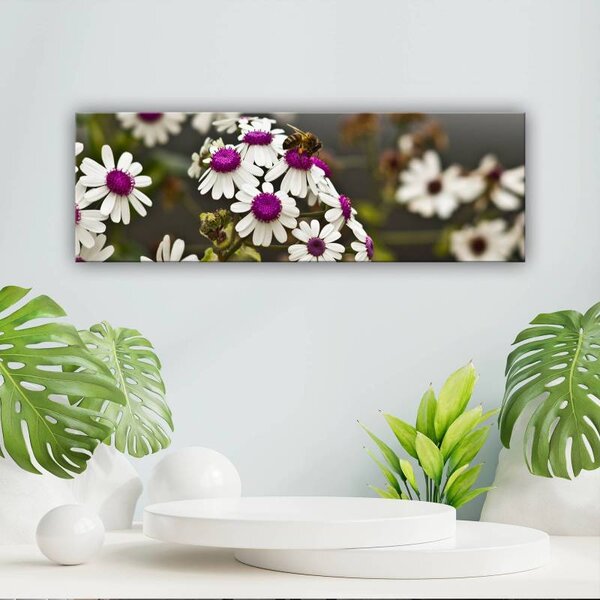 70x40 cm - Virágok és méh virágmintás vászonkép