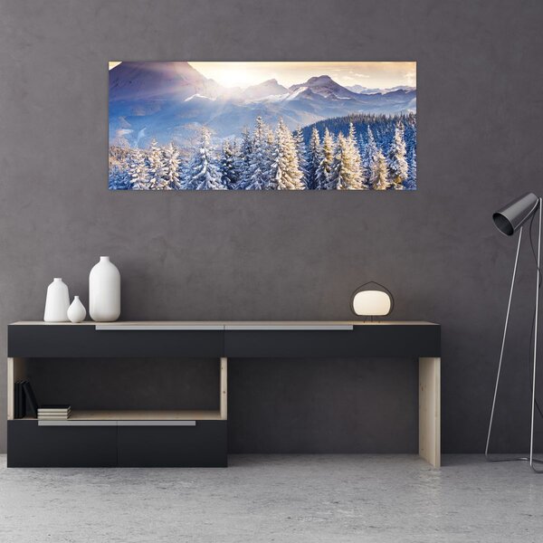 Kép - Hegyi táj télen (120x50 cm)