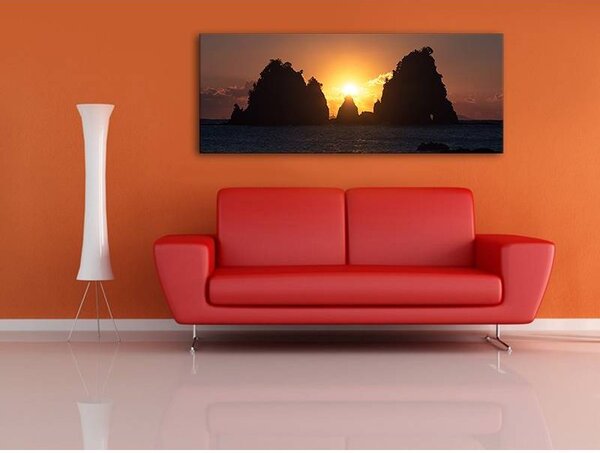 70x40 cm - Naplemente a sziklák között vászonkép