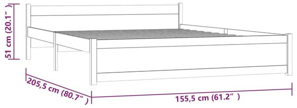 VidaXL tömör fa ágykeret 150x200 cm (5FT King Size)