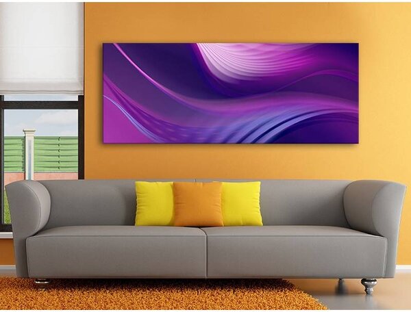 70x40 cm - Lila ívek absztrakt vászonkép
