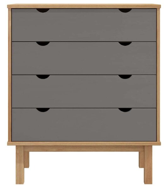 Fenyőfa Fiókos Szekrény - Barna-Szürke - 76,5x39,5x90 cm