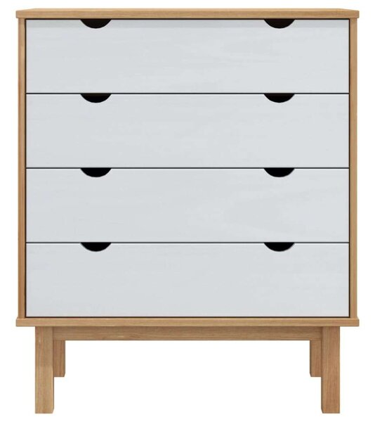 Fenyőfa Fiókos Szekrény - Barna-Fehér - 76,5x39,5x90 cm