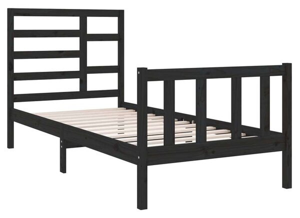 VidaXL Fekete Tömörfa Ágykeret - 75x190 cm