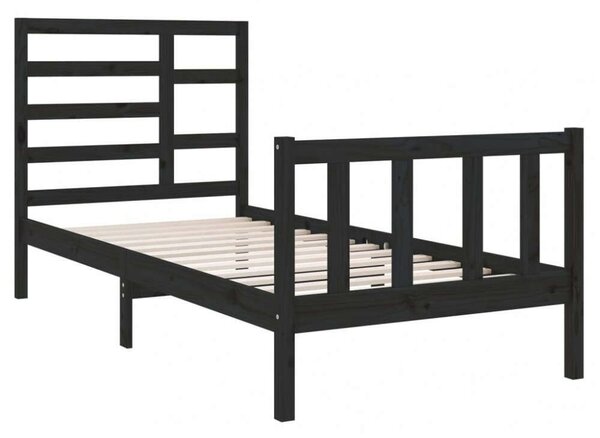 VidaXL Fekete Tömörfa Ágykeret - 75x190 cm