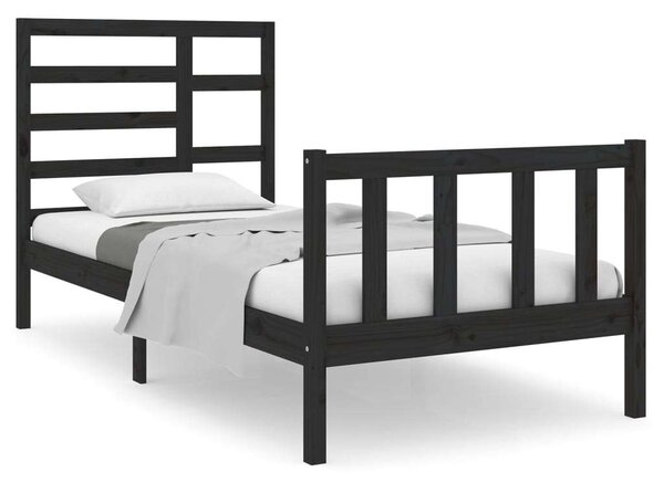 VidaXL Fekete Tömörfa Ágykeret - 75x190 cm