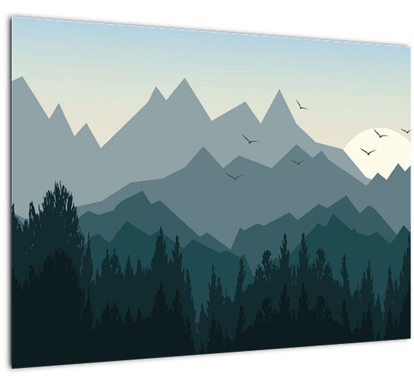 Kép - Hegyek grafikus szemmel (70x50 cm)