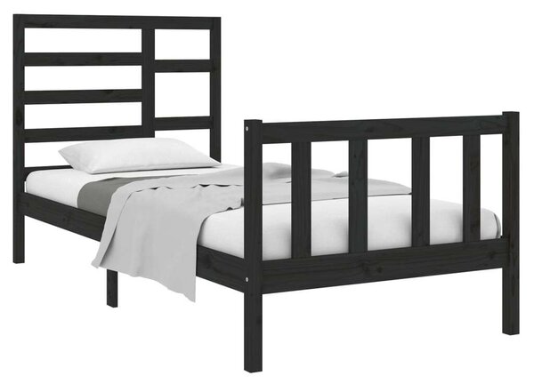 VidaXL Fekete Tömörfa Ágykeret - 75x190 cm