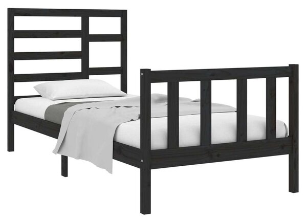 VidaXL Fekete Tömörfa Ágykeret - 75x190 cm