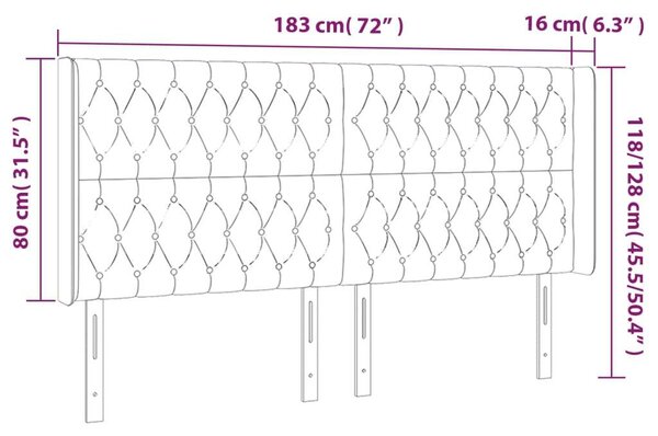 Bársony Ágyfejtámla LED-es - Sötétzöld - 183cm