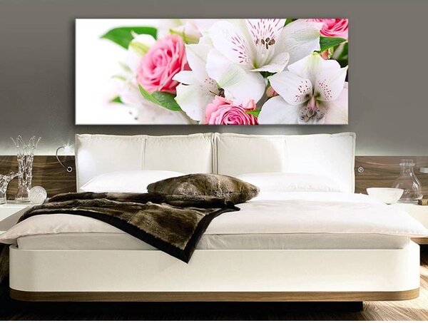 70x40 cm - Liliom és rózsa vászonkép