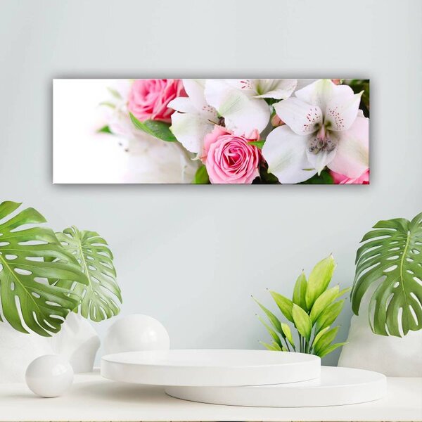 70x40 cm - Liliom és rózsa vászonkép
