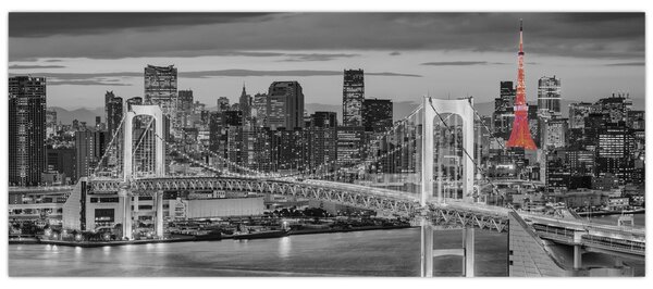 Kép - Nagyváros piros toronnyal (120x50 cm)