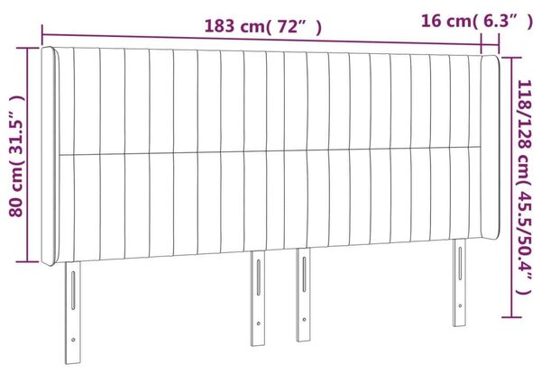 Bársony Ágytámlá LED-del - Rózsaszín - 183cm