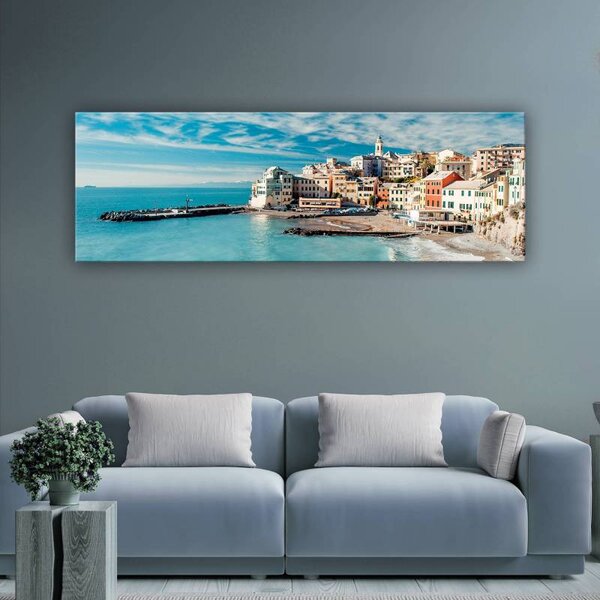 70x40 cm - Város a tengerparton vászonkép