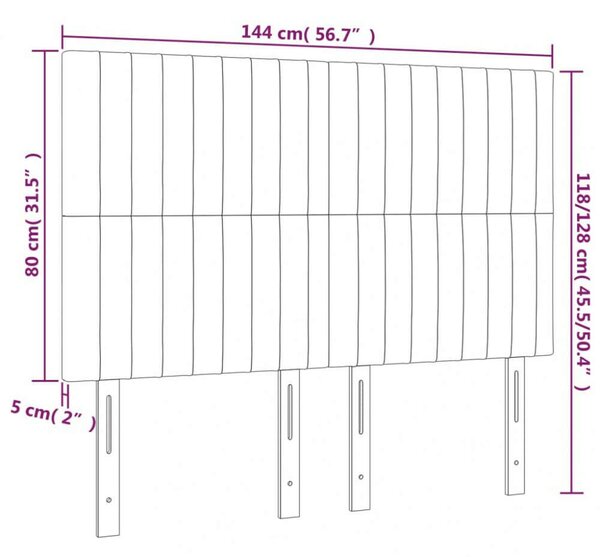 VidaXL 4 db rózsaszín bársony fejtámla 72 x 5 x 78/88 cm