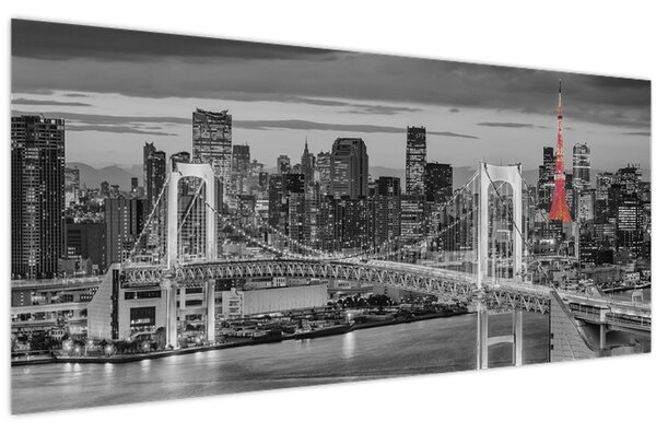 Kép - Nagyváros piros toronnyal (120x50 cm)