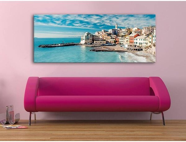 70x40 cm - Város a tengerparton vászonkép