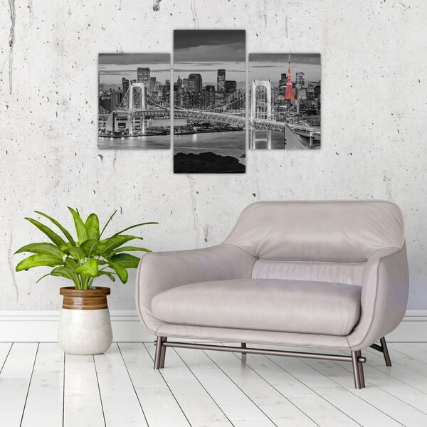 Kép - Nagyváros piros toronnyal (90x60 cm)