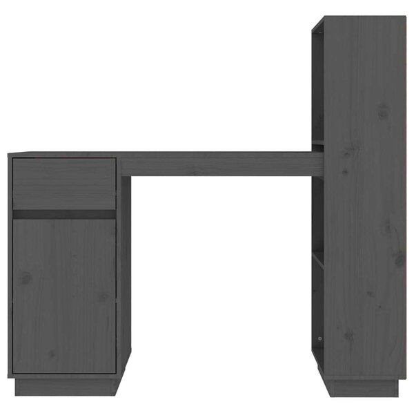 VidaXL Íróasztal - Tömör Fenyőfa - Szürke - 110x53x117 cm