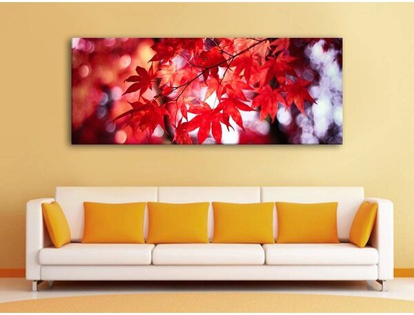 70x40 cm - Vörös őszi falevél vászonkép