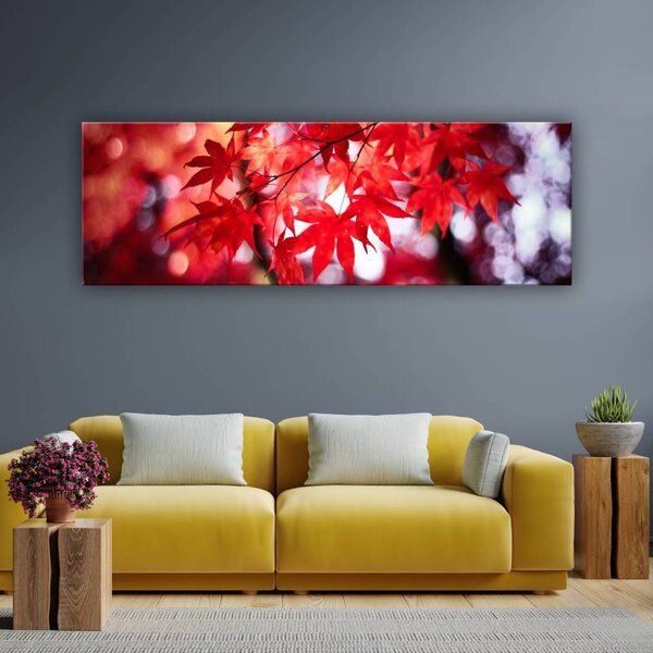 70x40 cm - Vörös őszi falevél vászonkép