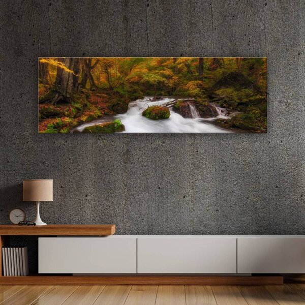70x40 cm - Hegyi patak a fák között vászonkép
