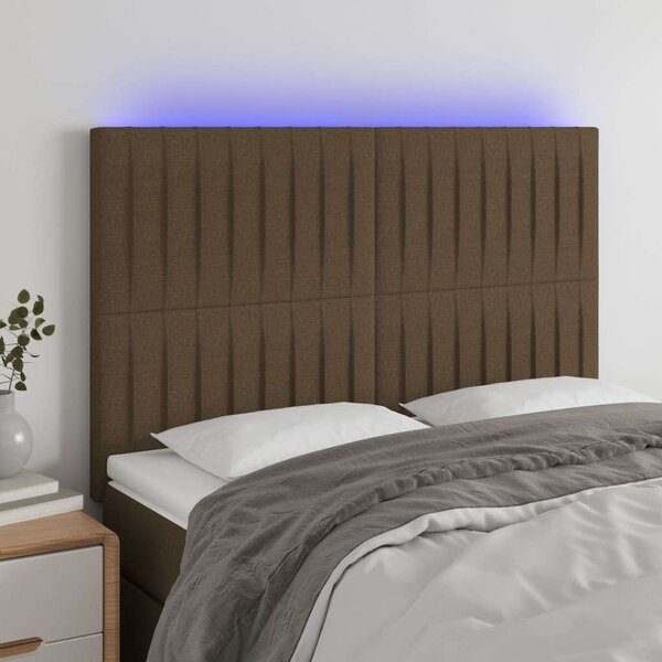 VidaXL LED Ágyfejtámla - Sötétbarna - 144x80cm