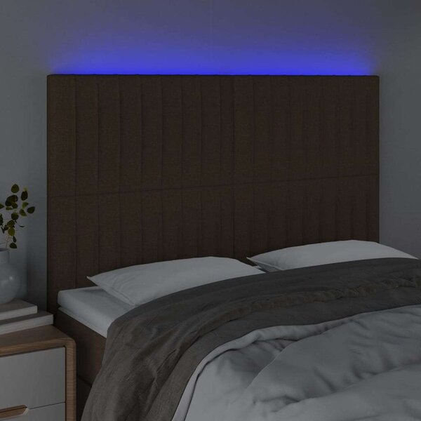 VidaXL LED Ágyfejtámla - Sötétbarna - 144x80cm