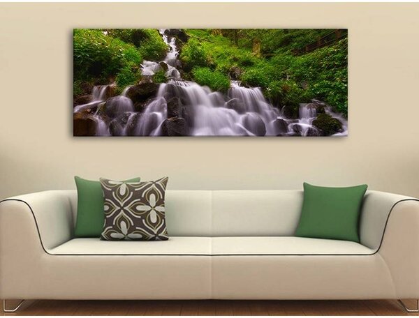 70x40 cm - Vízesés az erdőben vászonkép