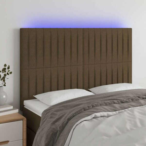 VidaXL LED Ágyfejtámla - Sötétbarna - 144x80cm