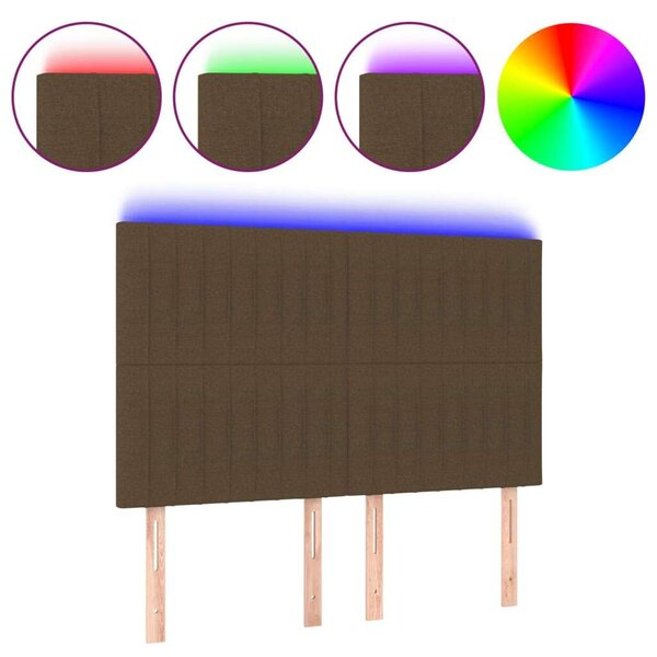 VidaXL LED Ágyfejtámla - Sötétbarna - 144x80cm
