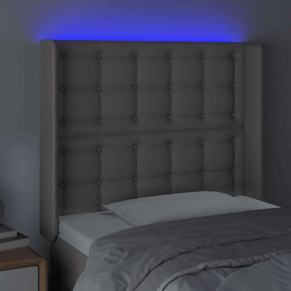 VidaXL LED Ágyfejtámla - Szürke Műbőr - 93x16x118/128cm