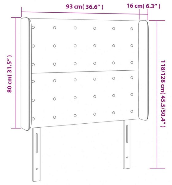 VidaXL LED Ágyfejtámla - Szürke Műbőr - 93x16x118/128cm