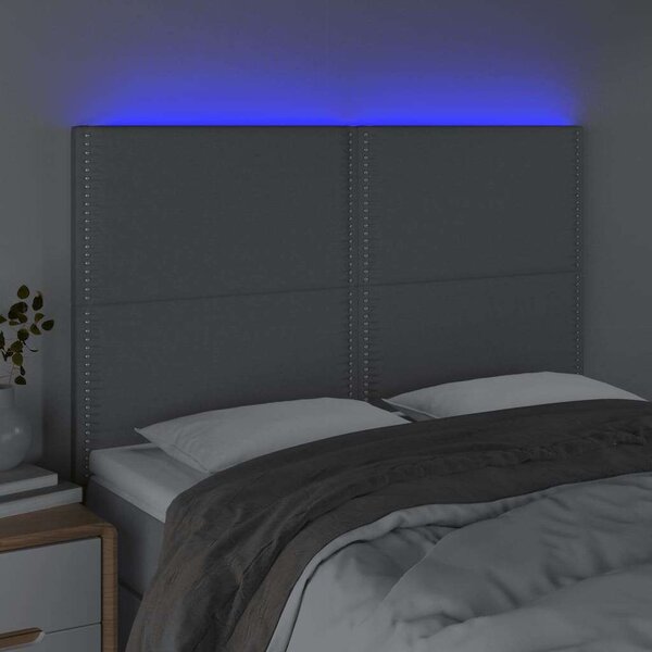 VidaXL világosszürke szövet LED-es fejtámla 144x5x118/128 cm