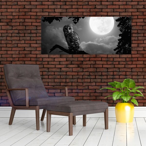 Kép - Éjjeli bagoly, fekete-fehér (120x50 cm)