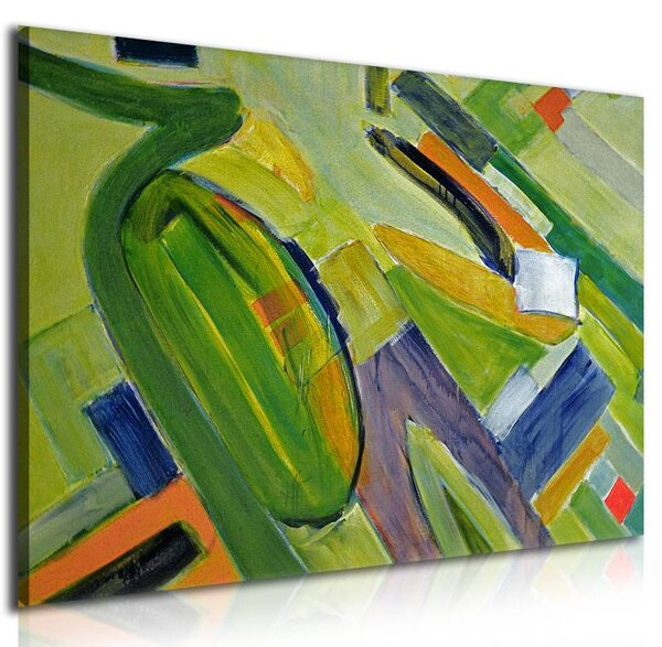 70x40 cm - Absztrakt zöld festés vászonkép