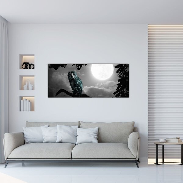 Kép - Éjjeli bagoly, kék (120x50 cm)