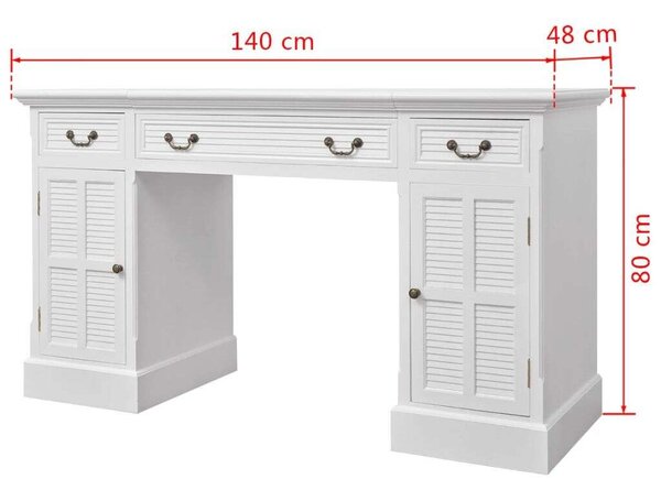 VidaXL Fehér Íróasztal - Dupla Láb - 140x48x80 cm
